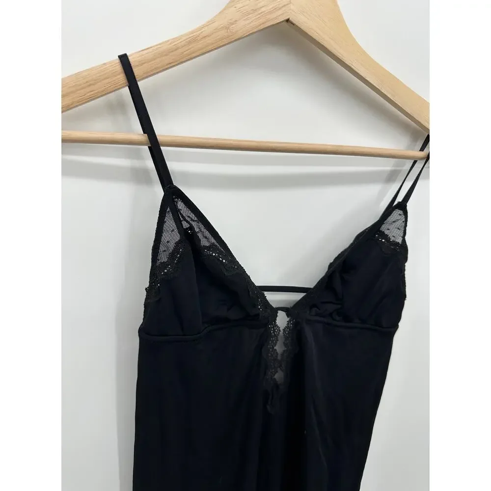 Victoria's Secret Very Sexy Black Slip Lingerie Women Sz M Lace Nylon Date Night
